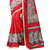 SuratTex Red Cotton Printed Saree With Blouse