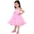Aarika Girls Pink Self Design Net Fabric Extra Flare Party Wear Frock