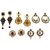 Kriaa Set Of 5 Zinc Alloy Gold Plated Austrian Diamond Earrings Combo - 1001549