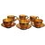 Brass Tea Set Pack of 6 Cup  Saucers Set (Copper Antique -Work)
