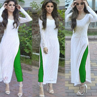 white salwar suit with colorful dupatta