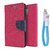 Micromax Canvas Play Q355 WALLET FLIP CASE COVER (PINK) With Magnet Micro USB Cable