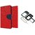 Lenovo A6000 WALLET FLIP CASE COVER (RED) With NOOSY NANO SIM ADAPTER