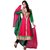 Nine Threads Women's Pink and Green Cotton embroidered Anarkali semi-stitched dress material