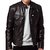 leather jacket brown and balck simple