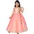 Aarika Girls Pink Self Design Net Fabric Birthday Special Ball Gown