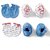 Ben Benny Mittens and Booties Set- Blue  Red, 0 to 6 Months