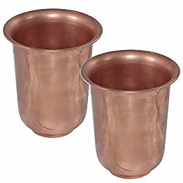 Pack of 2 Handmade pure Copper glass cup for water india Pack of 2
