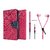 Sony Xperia M2 WALLET FLIP CASE COVER (PINK) With Zipper Earphone