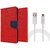 Samsung Galaxy Alpha G850F WALLET FLIP CASE COVER (RED) With USB CABLE