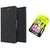 Reliance Lyf Flame 3 WALLET FLIP CASE COVER (BLACK) With NANO SIM ADAPTER