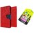 Lenovo A5000 WALLET FLIP CASE COVER (RED) With NANO SIM ADAPTER