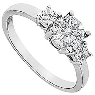 LoveBrightJewelry 18K White Gold Three Stone Diamond Engagement Ring-1.00 CT