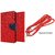 Motorola Moto X3 WALLET FLIP CASE COVER (RED) With AUX CABLE