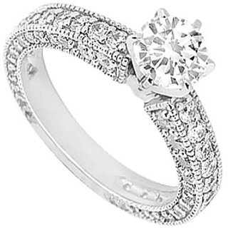 LoveBrightJewelry 18K White Gold & Diamond Alluring Engagement Ring- 1.50 CT