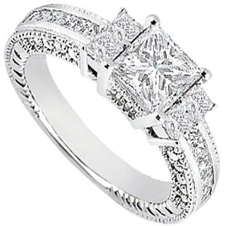 LoveBrightJewelry 18K White Gold & Diamond Engagement Ring- 1.75 CT