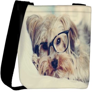 Snoogg Cute Dog With Glasses Designer Womens Carry Around Cross Body Tote Handbag Sling Bags RPC-6717-SLTOBAG