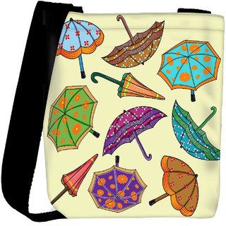 Snoogg Abstract Rainy Season Background With Umbrellas Designer Protective Back Case Cover For Oneplus 3 Designer Womens Carry Around Cross Body Tote Handbag Sling Bags RPC-3793-SLTOBAG