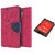 Reliance Lyf Earth 1 WALLET FLIP CASE COVER (PINK) With SD CARD ADAPTER