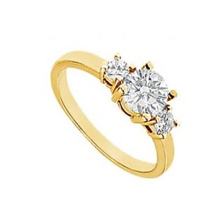 LoveBrightJewelry 14K Yellow Gold Three Stone Diamond Engagement Ring-1.00 CT