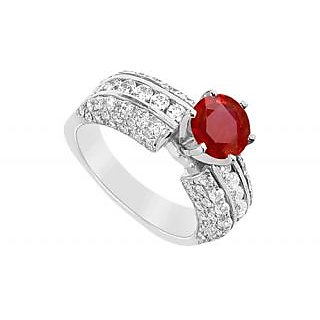 LoveBrightJewelry 14K White Gold Ruby & Diamond Engagement Ring-3.25 CT