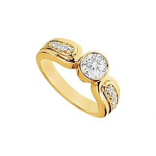 LoveBrightJewelry Authentic 14K Yellow Gold Diamond Engagement Ring-1.00 CT