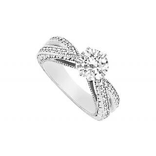 LoveBrightJewelry 18K White Gold & Diamond Engagement Ring- 1.00 CT