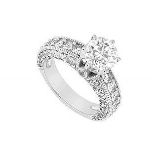 LoveBrightJewelry 18K White Gold & Diamond Engagement Ring- 2.00 CT