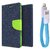 Sony Xperia C WALLET FLIP CASE COVER (BLUE) With Magnet Micro USB Cable