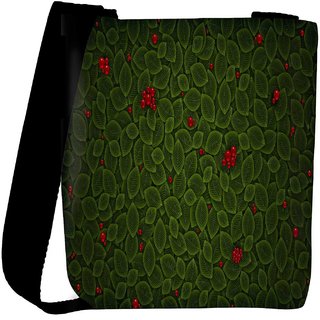 Snoogg Leaves With Berry Designer Womens Carry Around Cross Body Tote Handbag Sling Bags RPC-7715-SLTOBAG
