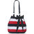 Black Red And White Stripped Large Ladies Tote Bag With Black Bow