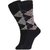 DUKK Men's Black  Navy Blue Glean Length Cotton Lycra Socks (Pack of 2)