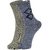DUKK Men's Green  Grey Ankle Length Cotton Lycra Socks (Pack of 2)