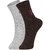DUKK Men's Grey  Brown Ankle Length Cotton Lycra Socks (Pack of 2)