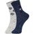 DUKK Men's Grey  Blue Ankle Length Cotton Lycra Socks (Pack of 2)