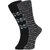 DUKK Men's Black  Grey Glean Length Cotton Lycra Socks (Pack of 2)