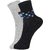 DUKK Men's Grey  Blue Ankle Length Cotton Lycra Socks (Pack of 2)