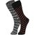 DUKK Men's Grey  Black Glean Length Cotton Lycra Socks (Pack of 2)