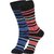 DUKK Men's Blue  Red Glean Length Cotton Lycra Socks (Pack of 2)