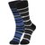 DUKK Men's Blue  Black Glean Length Cotton Lycra Socks (Pack of 2)