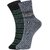 DUKK Men's Green  Grey Ankle Length Cotton Lycra Socks (Pack of 2)