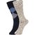 DUKK Men's Navy Blue  Beige Glean Length Cotton Lycra Socks (Pack of 2)