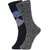 DUKK Men's Navy Blue  Grey Glean Length Cotton Lycra Socks (Pack of 2)