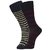 DUKK Men's Navy Blue Glean Length Cotton Lycra Socks (Pack of 2)