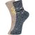 DUKK Men's Beige  Navy Blue Ankle Length Cotton Lycra Socks (Pack of 2)