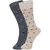 DUKK Men's Grey  Beige Glean Length Cotton Lycra Socks (Pack of 2)