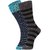 DUKK Men's Turquoise  Black Glean Length Cotton Lycra Socks (Pack of 2)