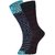 DUKK Men's Turquoise  Navy Blue Glean Length Cotton Lycra Socks (Pack of 2)