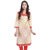 Themes Creations Beige & Red Printed Cotton Straight Kurti