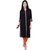 Themes Creation Designer 3/4 Sleeve Casual Embroidered  Solid Black Kurti